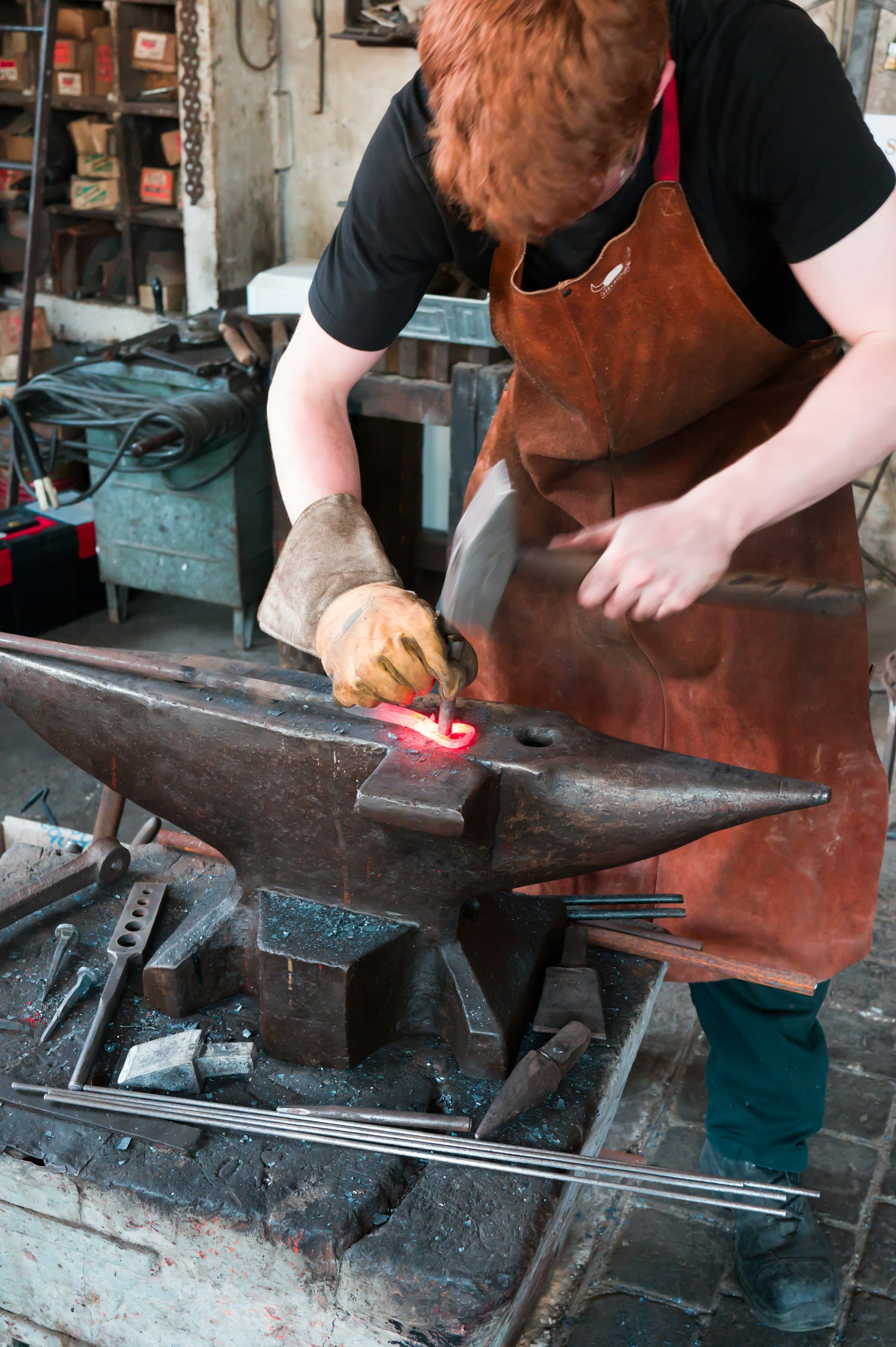 Blacksmith working hot metal